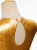 Sleeveless Keyhole Back Dress with Metallic Bodice Cutout Waist Asymmetrical Gradient Mesh for Girls Lyrical Dance Competition