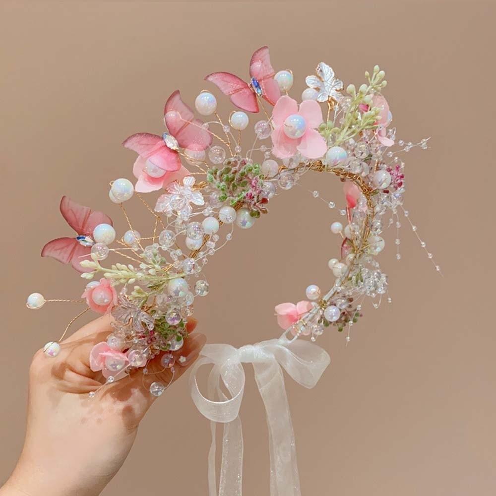 Simulation Flower Butterfly Fairy Hair Hoop Bohemia Style Flower Headdress Photography Headwear