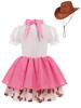 Girls' Pink Denim Western Cowboy Skirt Halloween Costume Set