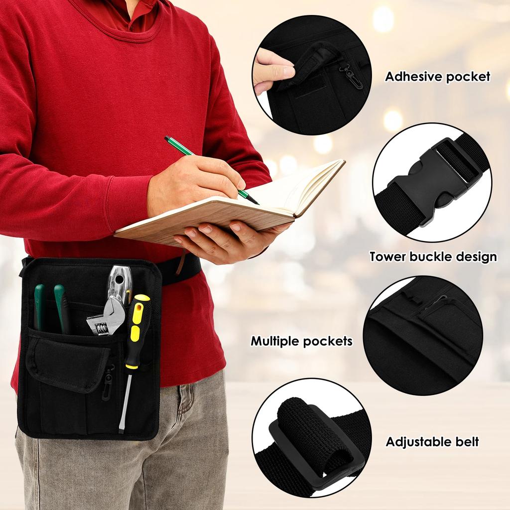 Server Waist Pouch with Multiple Pockets and Adjustable Belt Multifunctional Server Pouch on Waist for Waitress Waiter Women Men