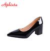 Fashion Aphixta 5cm Square Heels Patent Leather Red Pumps Shoes Woman Classics Pointed Toe Dress Official Pumps Party Plus Size 49 50