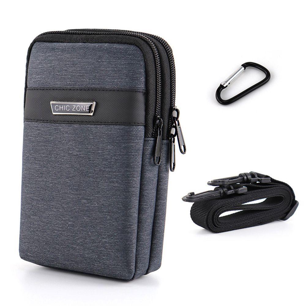 

Pocket Phone Pouch Travel Purse Mobile Phone Holder Waist Bag Waist Pack Casual Bag Unisex Purses light gray-Double Layer