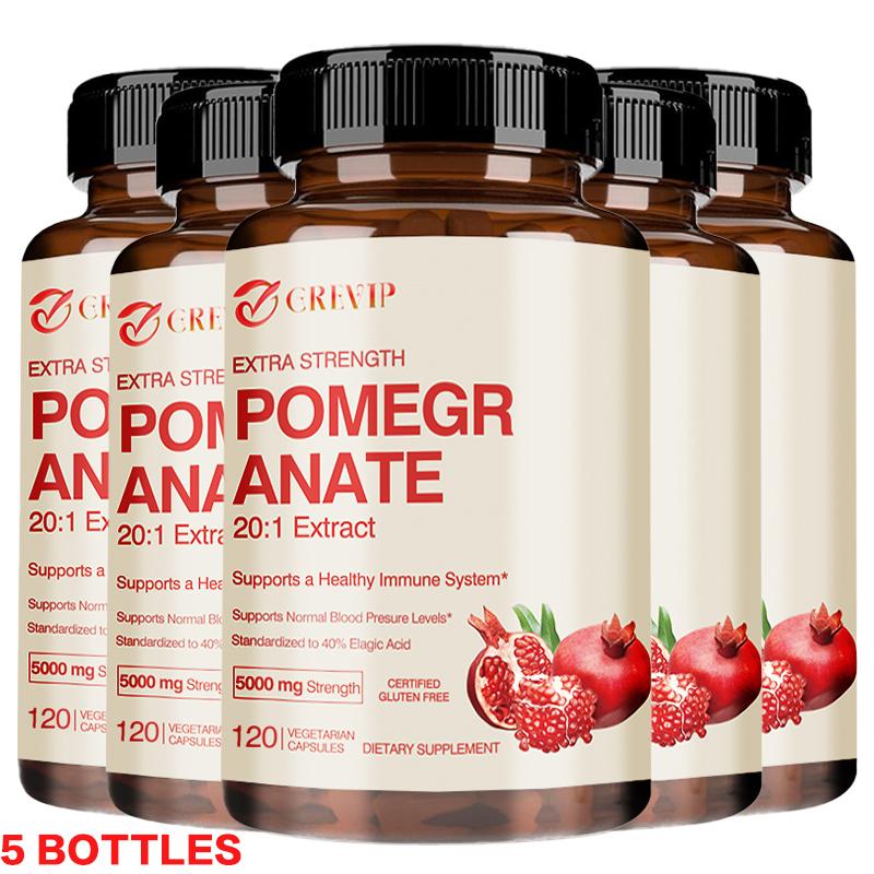 Pomegranate Extract Capsules 120 Count 5000mg — Antioxidant Support, Immune System Health, Daily Wellness