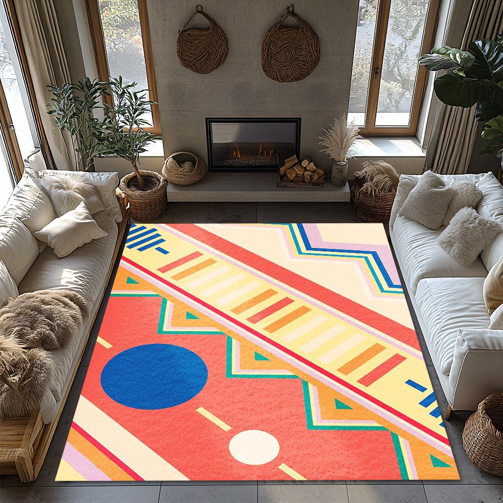 Boho Area Rug Non Slip Indoor Outdoor Mat Washable Modern Abstract Geometric Carpet Living Room Decor Home Accent