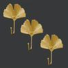 1 Stuks Gouden Bladvormige Metalen Wandhaken, Wandhaken voor Sleutel, Handdoek, voor Entree, Badkamer, Slaapkamer - Eenvoudig te Installeren, Gebruikshaken