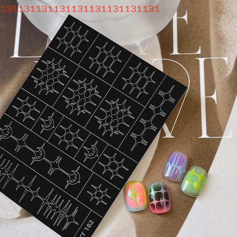 1 Sheet Nail Airbrush Stencil Stars Moon Fishbone Pattern Hollow French Manicure Sticker Templates for Nail Art