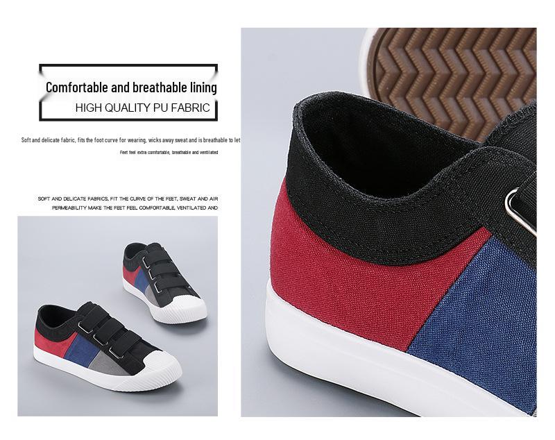 Spring Men's Slip-On Canvas Shoes: Korean Style Color Block, Breathable Casual Low-Top Skate Shoes