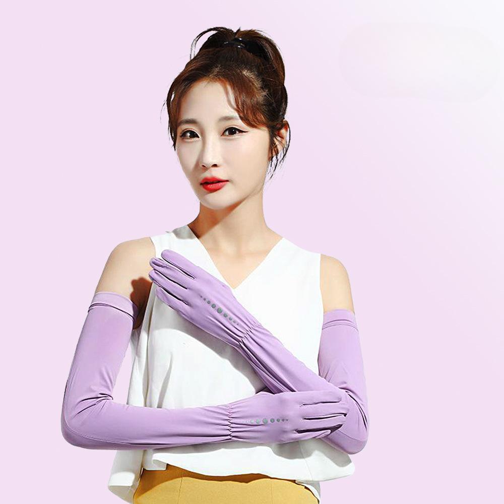 Sun Protection Gloves for Summer Women's Extended Arm Protection UV Ice Sleeves Thin Long Outdoor Cycling Gloves
