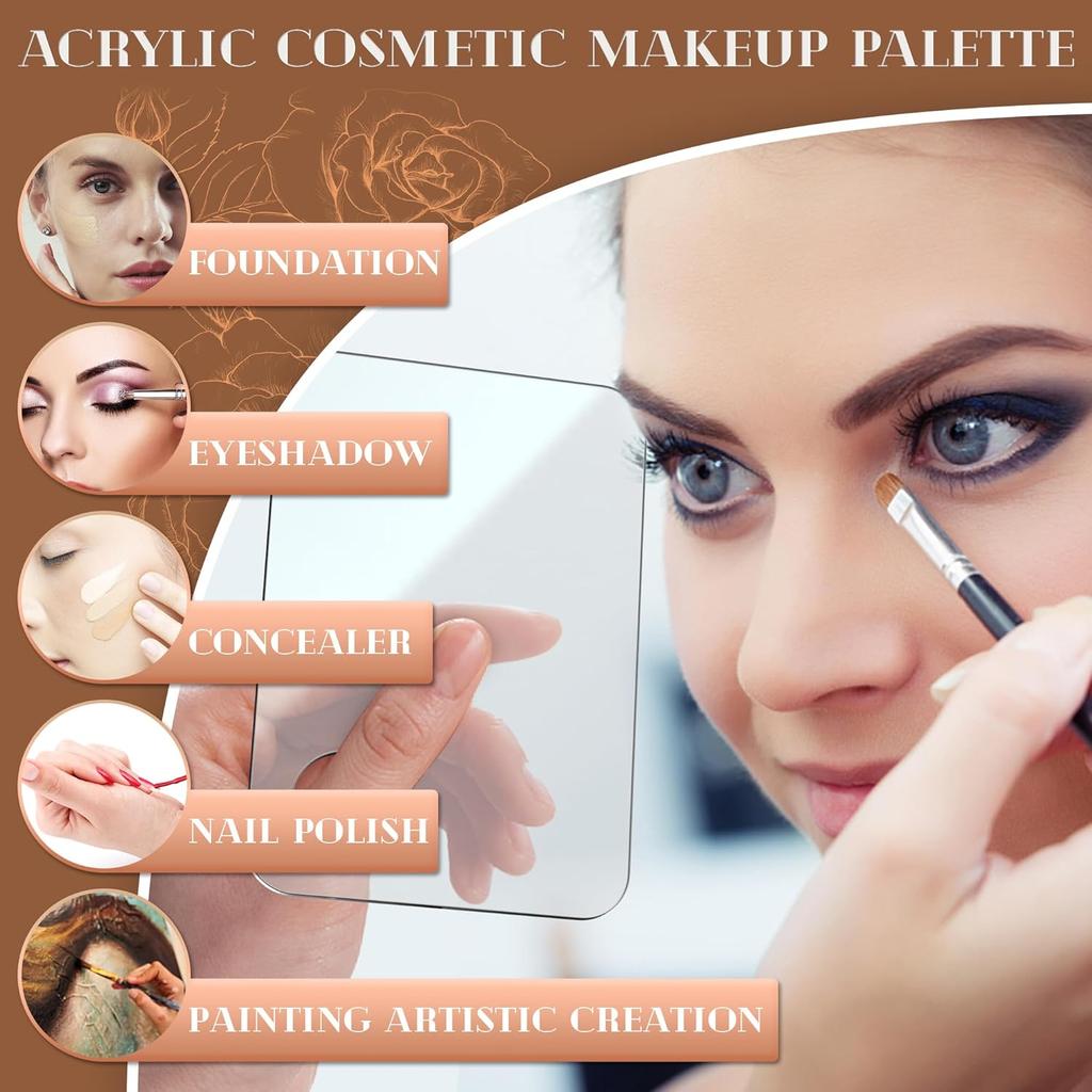 Professional Acrylic Makeup Palette - Foundation Mixing Tray with Finger Holes, Multiple Shapes for Cosmetic Blending & Nail Art