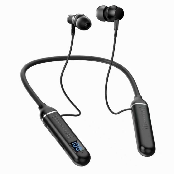 Sport Bluetooth Neckband Headset with Card Slot, Digital Display, and Long Standby Time