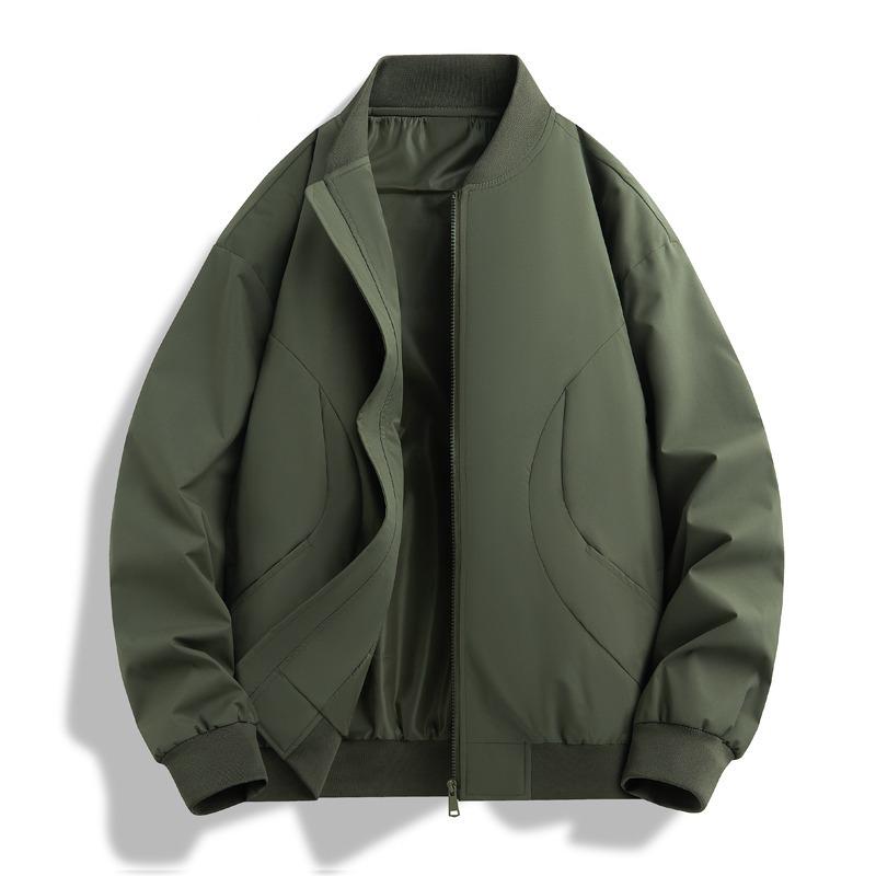 Men's Trendy Solid Color Loose Baseball Jacket for Spring & Autumn - Versatile Couple Outerwear