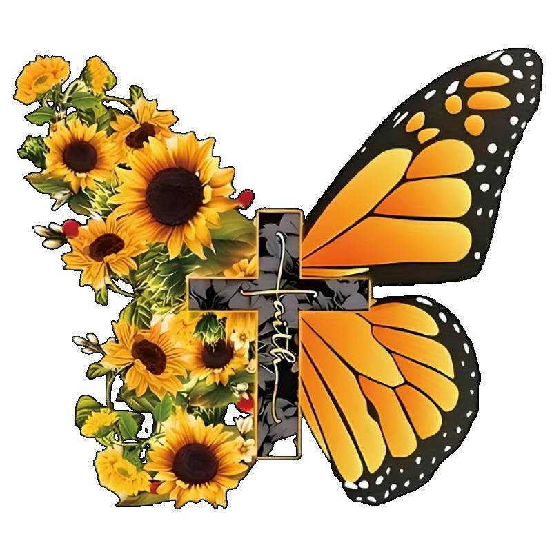 Women Casual T Shirt Black Sunflower Butterfly Print Loose Fit Top Summer Outfit