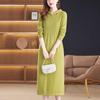 Langgestricktes Kleid mit Kapuze für Damen, trendiges und lässiges langes Pulloverkleid, einfarbiger Pullover für Herbst und Winter