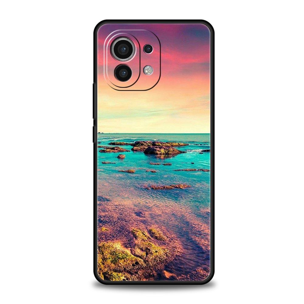 Meerblau Himmel Strand Handyhülle Für Xiaomi 13 12 11 Lite 12T 11T 10T 9T Mi Poco X5 M4 M3 X4 X3 Pro F5 F4 F3 GT 5G Schwarze Hülle