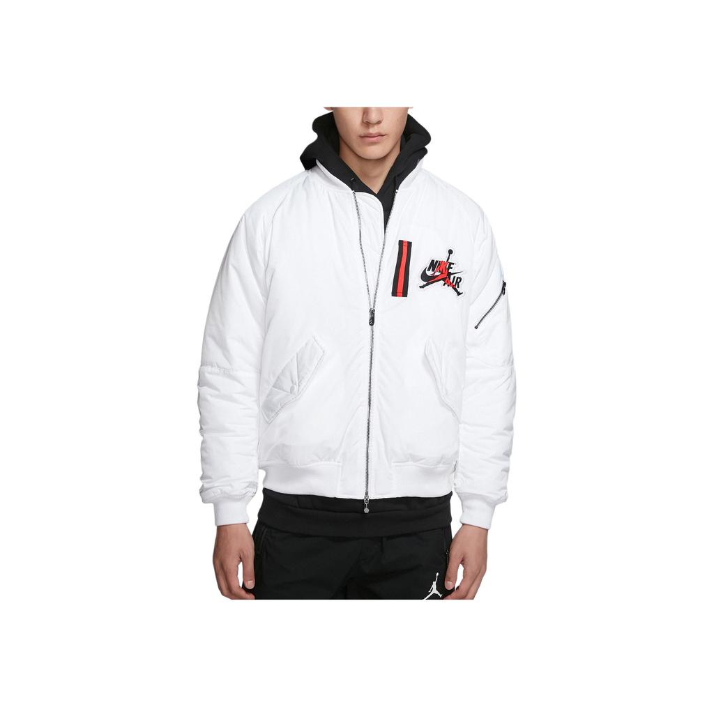 Jordan Jaqueta Masculina Wings MA-1 Estampa de Logo Quente Casual Manga Longa Gola Baseball Branco AV2599-100
