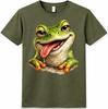 Funny Frog T Shirt Smiling Animal Graphic Tee Casual Everyday Fun Top