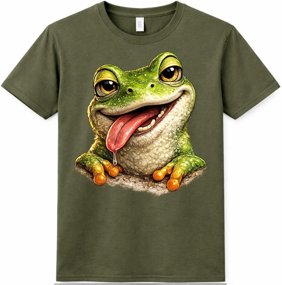 Funny Frog T Shirt Smiling Animal Graphic Tee Casual Everyday Fun Top
