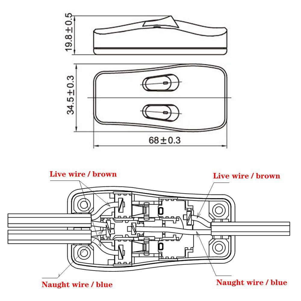 Black In Line Two-way Lamp Table Button Switches Power Switch Double Control Switch Dual Adaptor