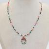 Santa Snowflake Seed Bead Necklace with Alloy Pendant
