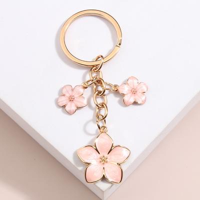 Roztomilá rostlinná klíčenka Sakura květinový kroužek na klíče smaltované přívěsky na klíče pro ženy, dívky, kabelka, příslušenství, klíče od auta, DIY sladké šperky dárky