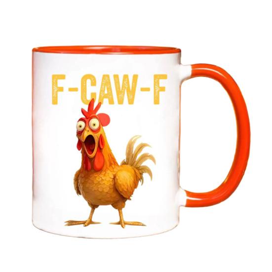 Personlig F-Caw-F Kyllingkrus 15oz Keramisk Kaffekopp Morsom Hane Gårdsdyr Humor Krus Gjenbrukbart Oppvaskmaskin Mikrobølgeovn Sikker Drikkeglass