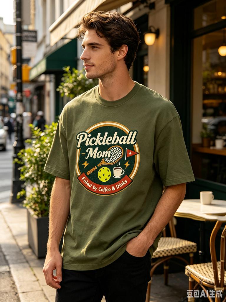 Pickleball Mom Fuled by Coffee Dinks Vintage Retro Graphic T Shirt Unisex Casual Short Sleeve Tee Gift For Pickleball Player