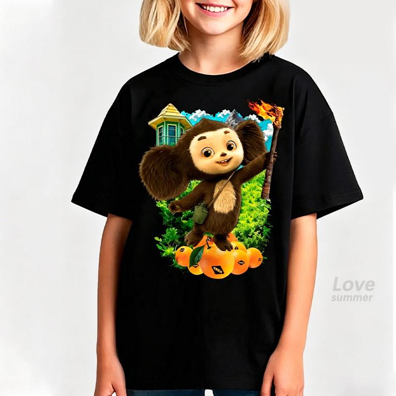 Cheburashka kids t-shirts Girls boys Cartoon boys girls teen summer kids t shirt children short sleeves