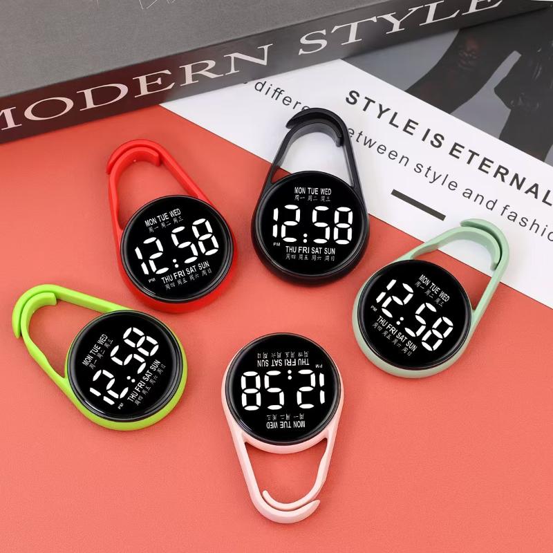 1Pcs LED Mini Electronic Watch Touch Digital Pocket Watch Night Light Hanging Watches Keychain Pendant Students Supplies