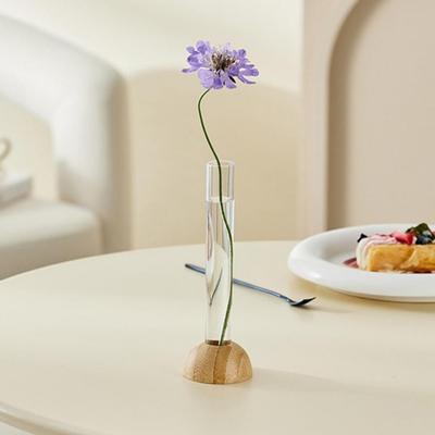2 Stück mit Holzständer Bambusbasis Hydroponische Vase Bruchsicher Stabil Hydroponische Pflanzenvase Einzigartige Klare Blumenvase Büro