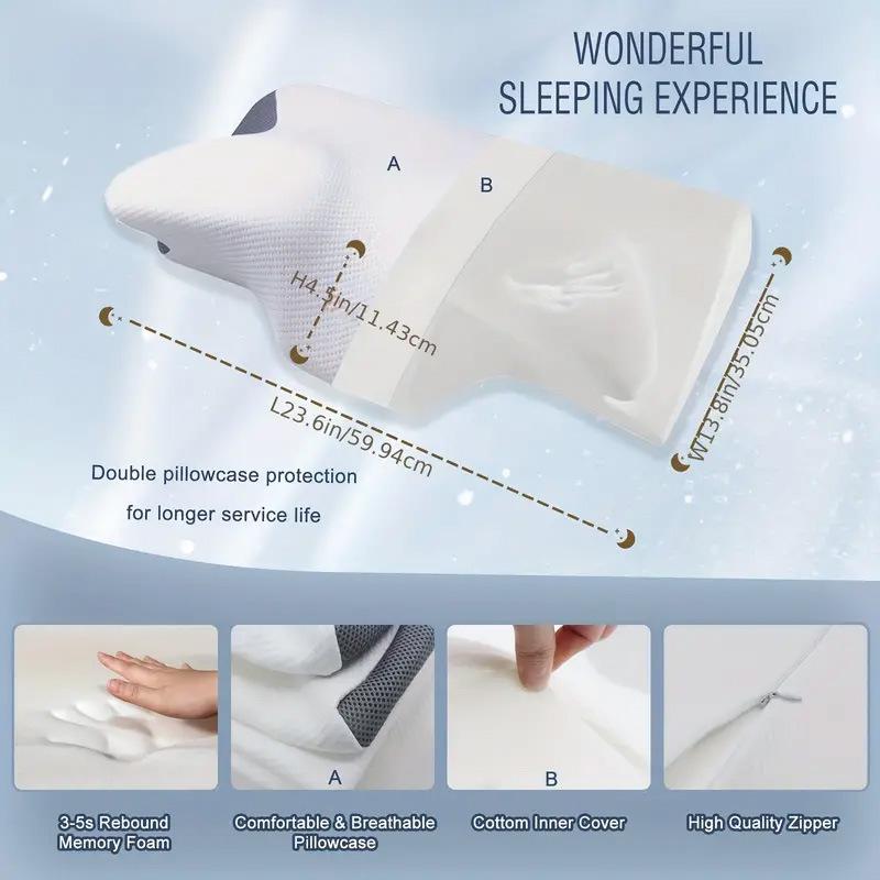 Butterfly-Shaped Memory Foam Neck Support Pillow – Non-Collapsing, Slow Rebound, Zero Pressure Comfort