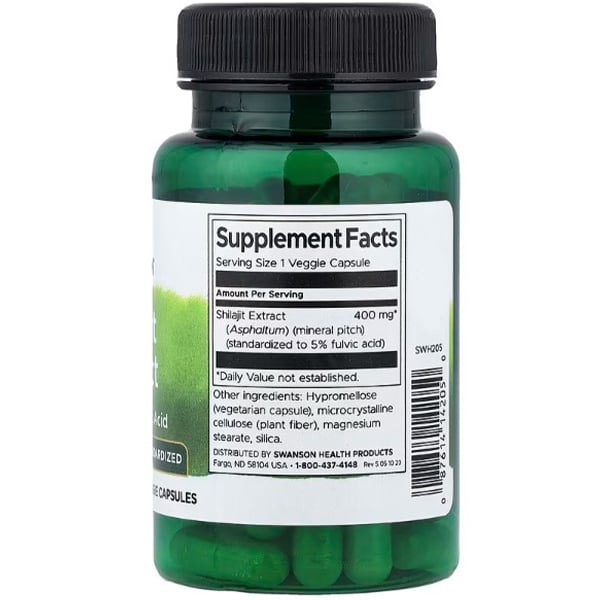 Mumijo-Extrakt, Shilajit-Extrakt Standardisiert 400, Swanson 60 Vegikapseln (71280191)