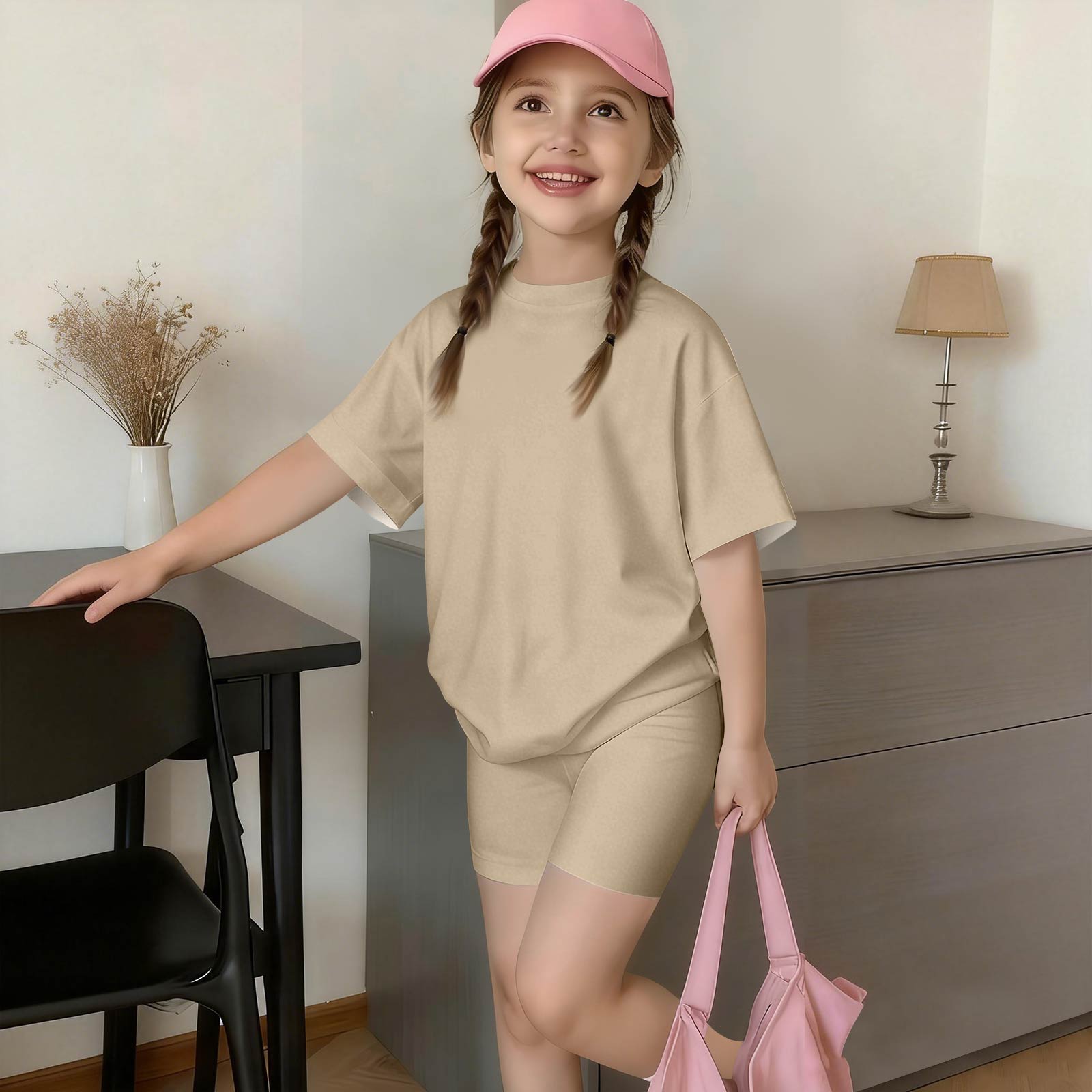 

Комплект одежды для новорожденных девочек и мальчиков: свободная футболка + штаны с принтом 100 хаки