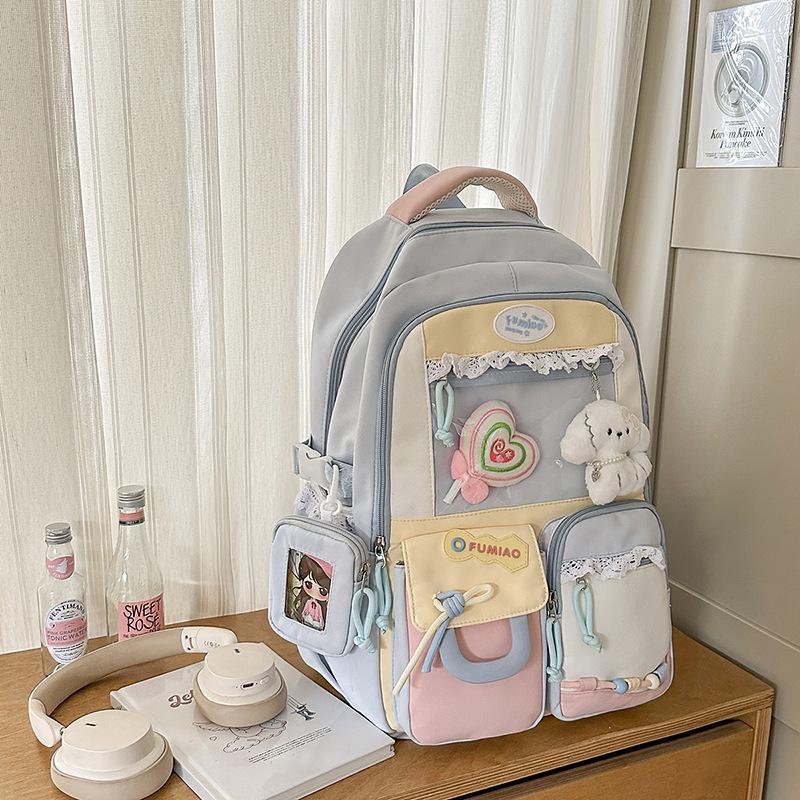 New Japanese High Value Ins Pain Pack Junior and Senior High School Students' Backpacks  Cute Contrast Color Large Capacity Backpacks.