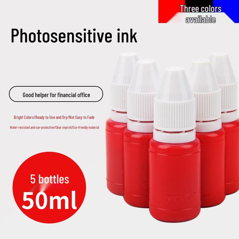 10x10ml Red Photosensitive Ink Bottles - Quick-Drying, Free Shipping Included, Ideal for Stamps and Ink Pads.