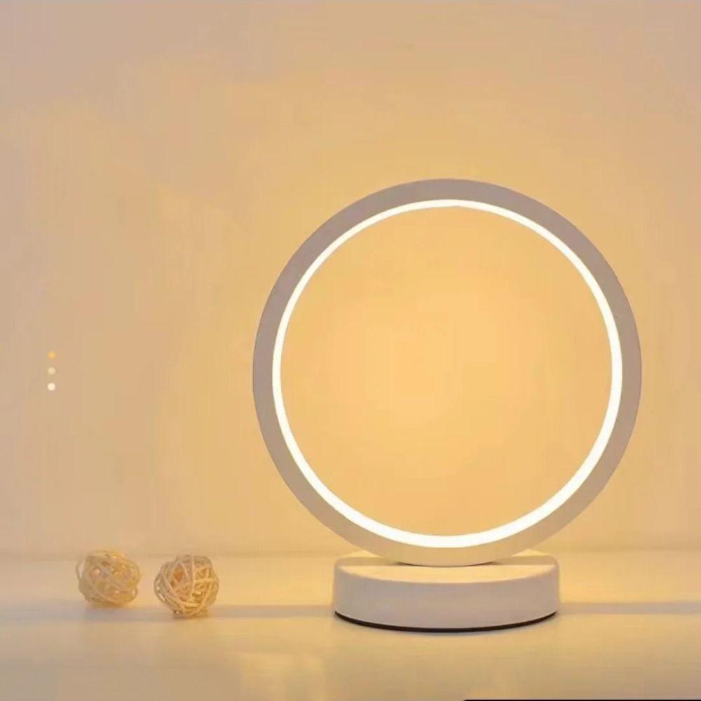 Simple LED Circular Ring Table Lamp Creative Bedside Lamp Light Fixture Reading Light  Living Room