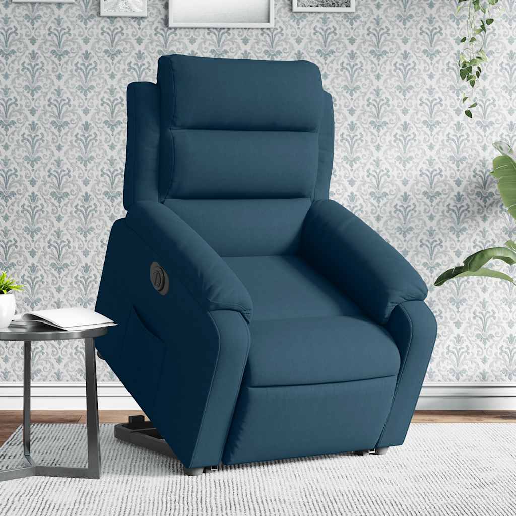Electric Recliner Chair with Rising Function Blue Velvet