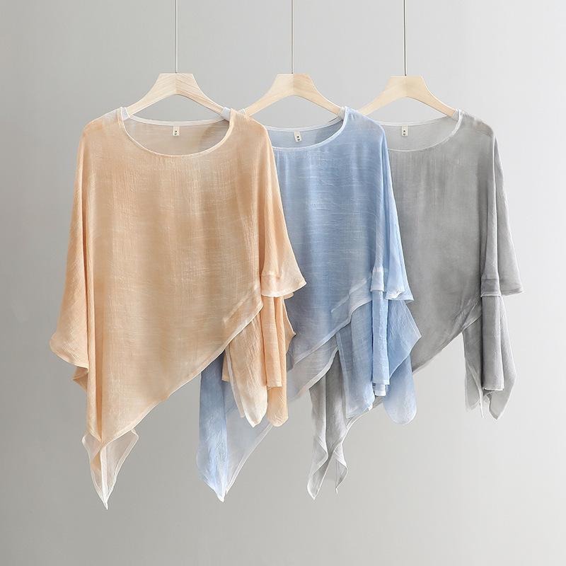 Women's Summer 2025 Irregular Hem Loose Fit Sunscreen T-Shirt