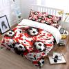 Red And Black Splash Soccer Ball Pattern 3Pcs Bedding Set Soft Microfiber Bedding Set For Football Fans Boys Bedroom