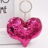 Double-Sided Reflective Sequin Heart Keychain - Colorful Bag Pendant & Car Keyring