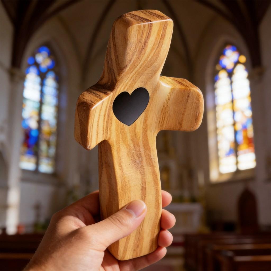 Black Walnut Cross Hand Carved Wooden Religious Pendant For Easter Gift