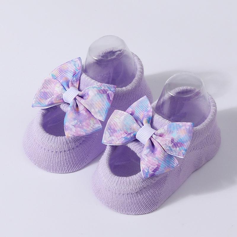 

Младенческие носки для девочек-принцесс с бантом, дышащие носки-лодочки, нескользящие носки