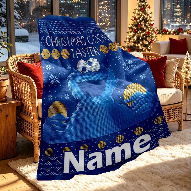 Custom Name Personalized Sesame Street Print Blanket, Home Decor, Bedroom, Sofa, Camping, Couch, Gifts for Birthday Christmas