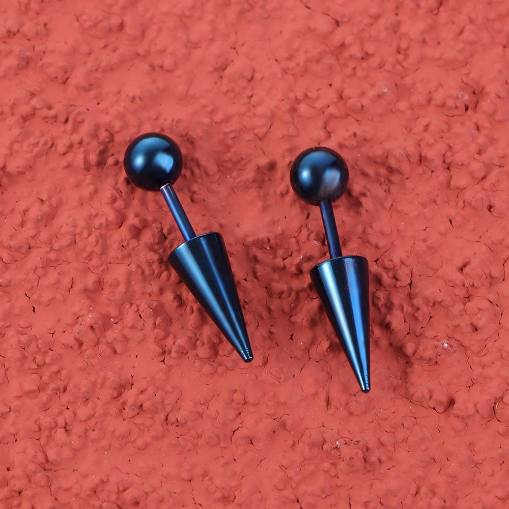 Gothic Spike Cone Tip Round Ball Men Fashion Jewelry Piercing Earrings Titanium Steel Ear Stud