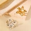European & American Fashion Stainless Steel Flower Ring, 18k Gold-Plated Open Adjustable Jewelry