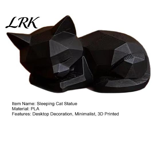 Nordic Style Cat Decoration Geometric Sleeping Figurine, 3D Printed Minimalist Statue, Statue Abstract Animal Sculpture for Desk Shelf Home