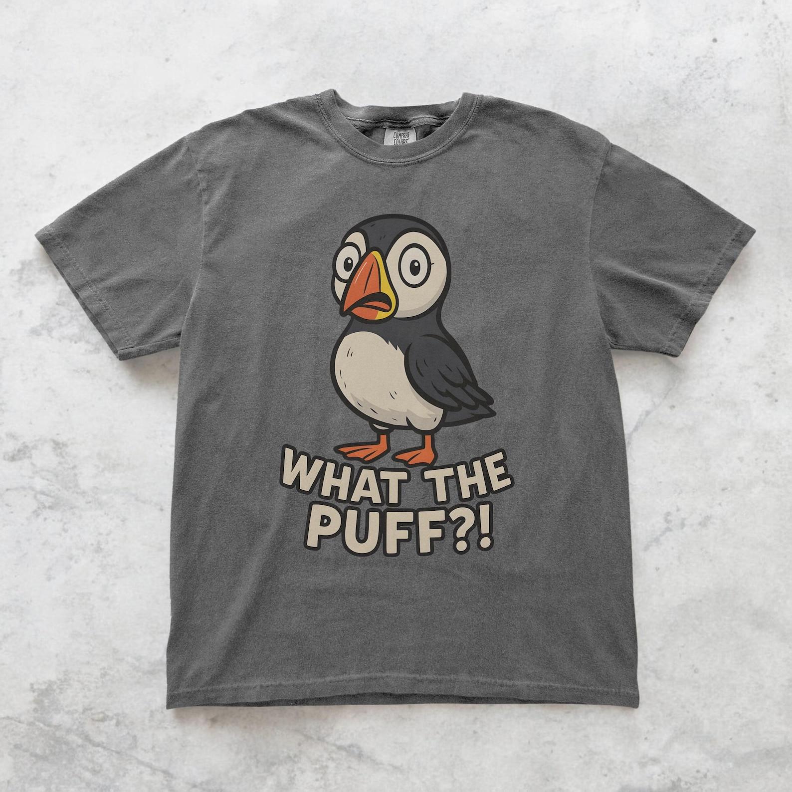 Funny Puffin Shirt, What the Puff Graphic Tee, Retro Seabird Pun T shirt, Unisex Relaxed Fit, Puffin Lover Gift, Unique Puffin Bird T shirt S