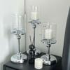 Luxury Wedding Decor Pillar Candle Container with Metal Base Tea Light Holder Glass Candle Holder Candlestick Birthday Gifts