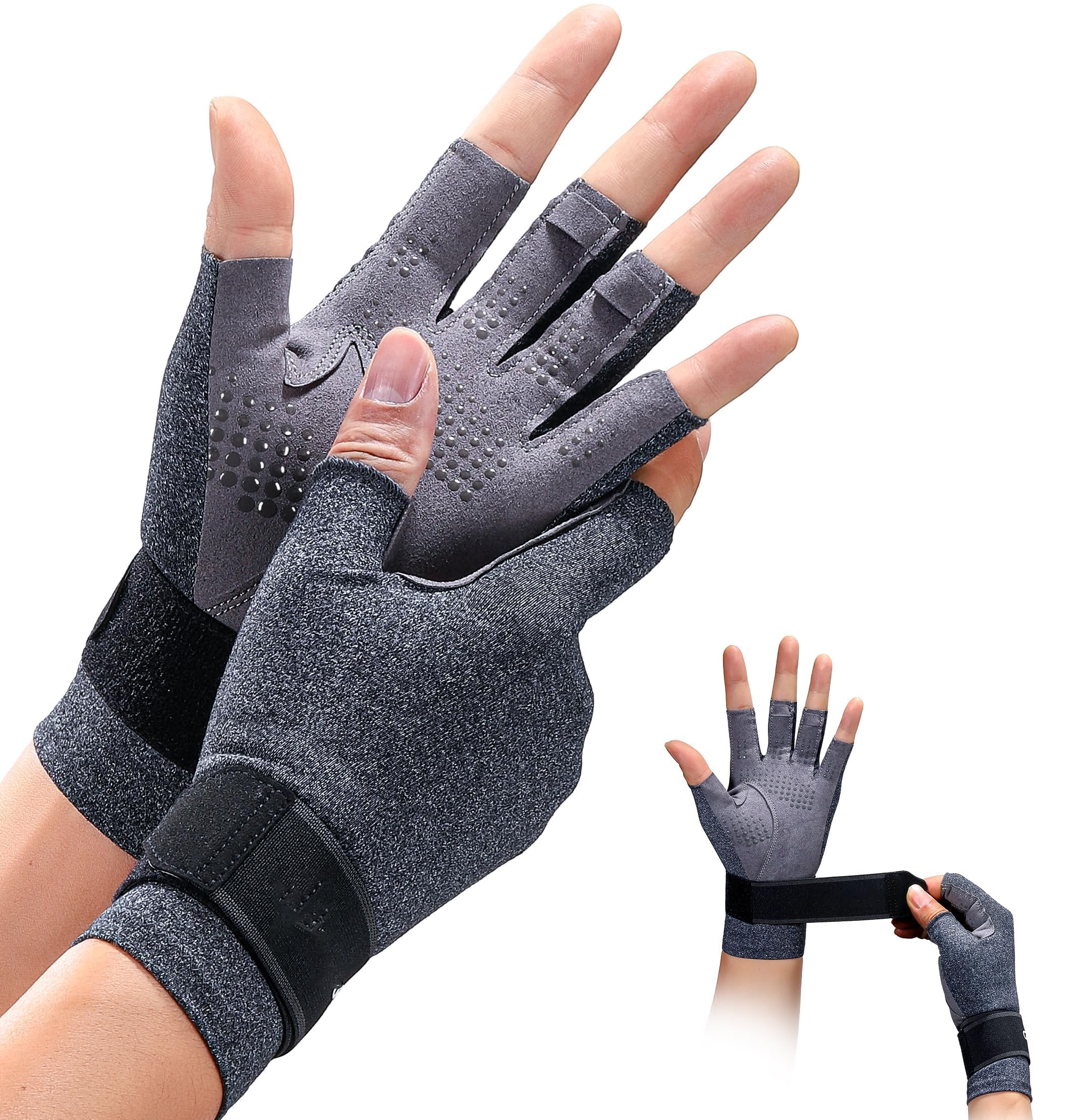 

SueStar Компрессионная поддержка запястья при артрите Поддерживает руки с умеренным комфортом, быстро отводит пот, легкий в использовании дизайн, поддержка, перчатки, перчатки, серый