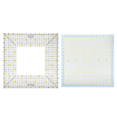 2 Piezas Regla de Acolchado Cuadrada Acrílico DIY Tela Patch‑Work para Medir Suministros de Costura Bordado