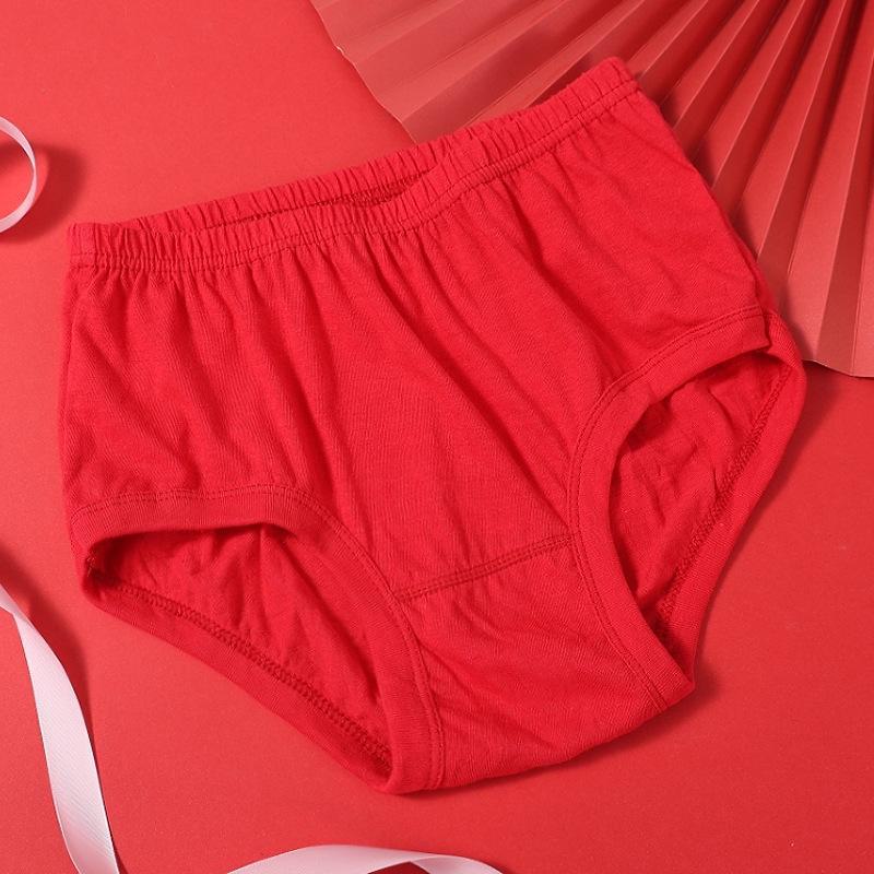 

Женские хлопковые трусы с высокой талией для людей среднего и пожилого возраста — доступны большие размеры XL (70kg-100kg) красный